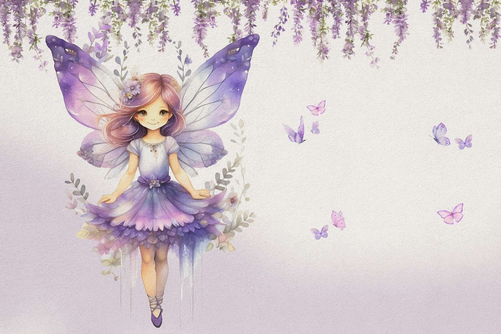 Papillon elfe violet dans le jardin de fleurs.