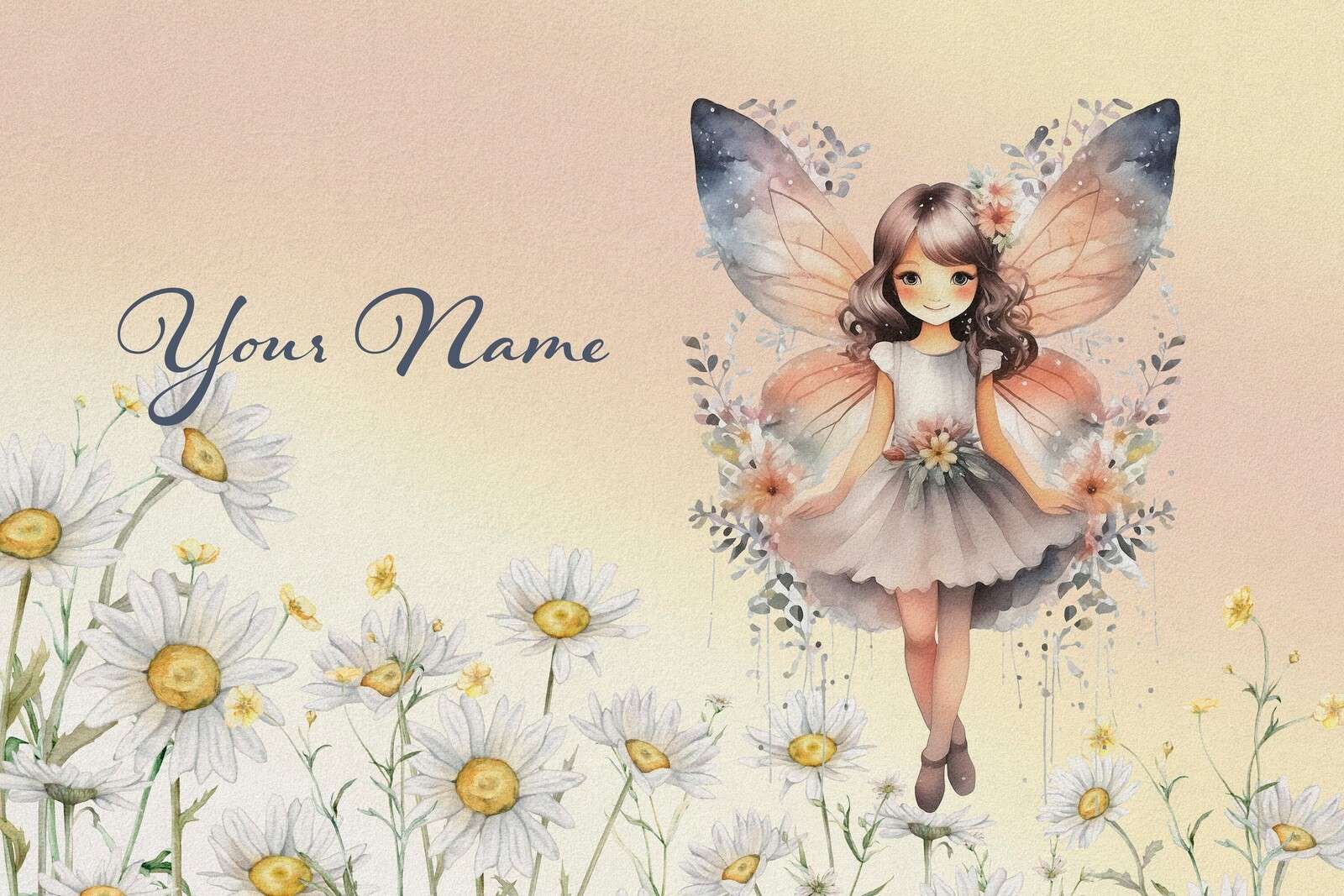 Fée des fleurs dans un champ de marguerites