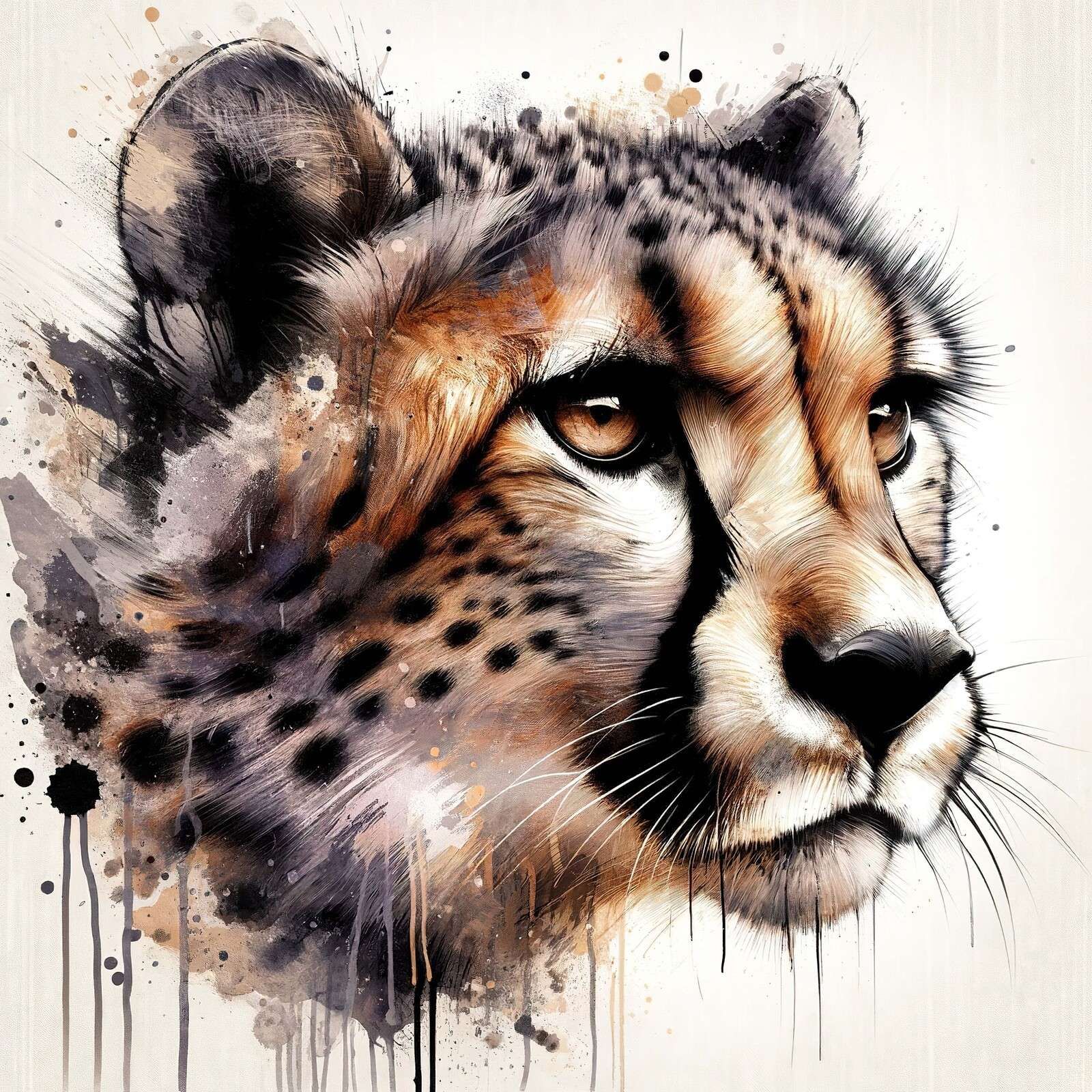 Guépard à l'aquarelle