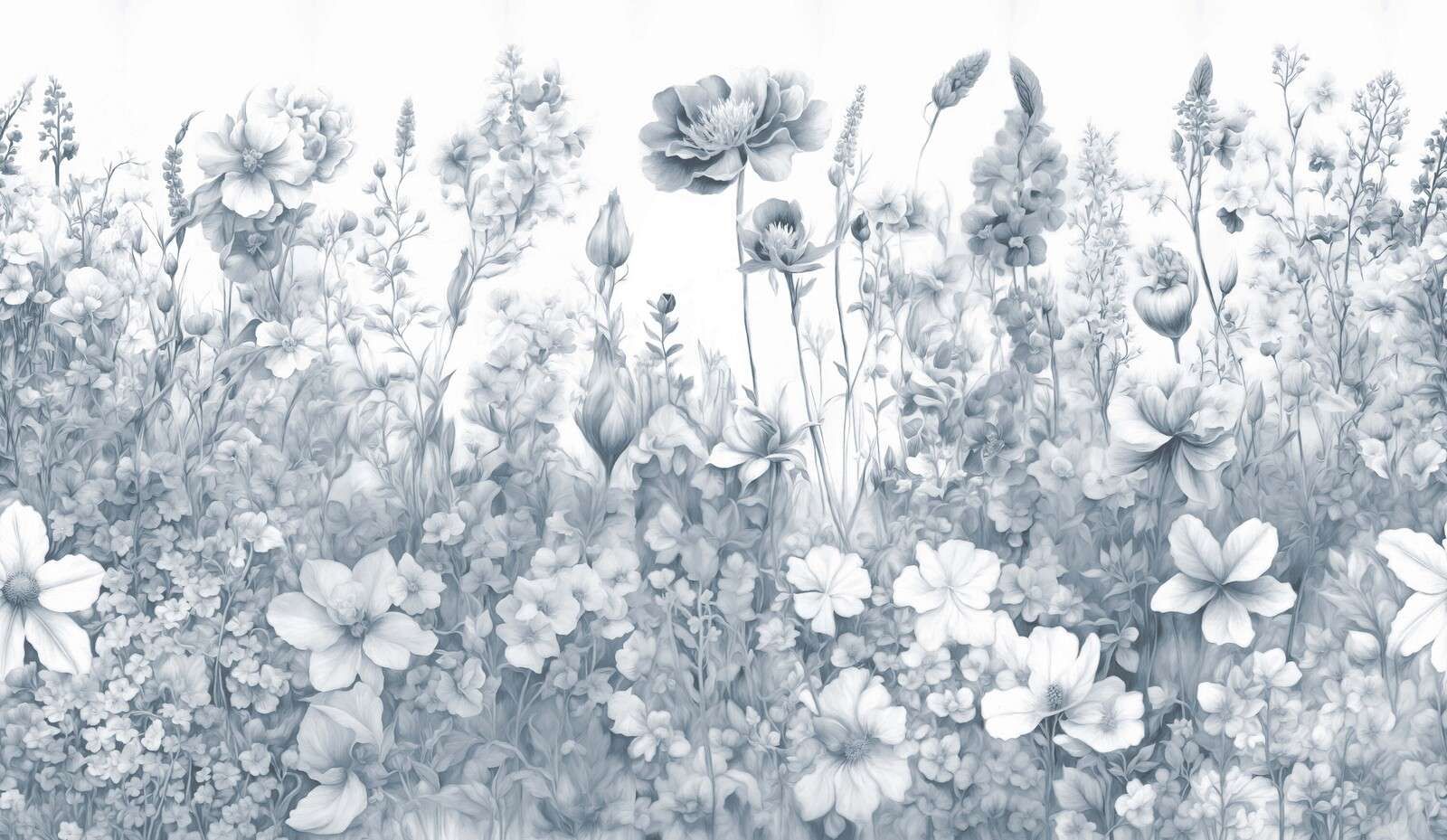 Fleurs de mon âme sans couture - bleu