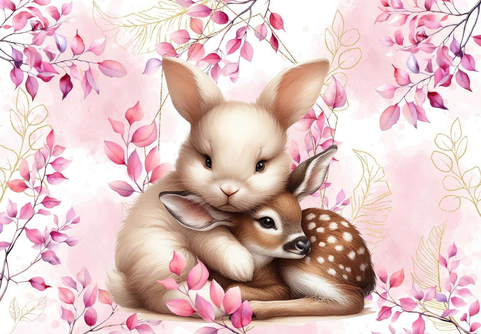 Lapin aimant et faon