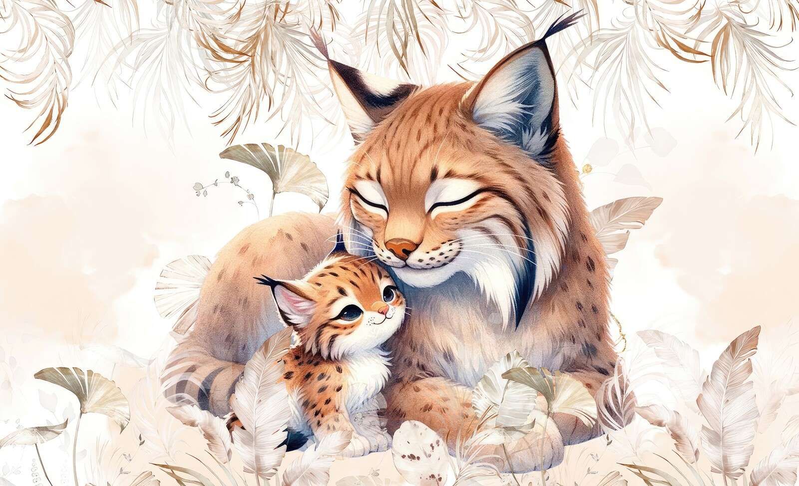Lynx aimant avec un jeune