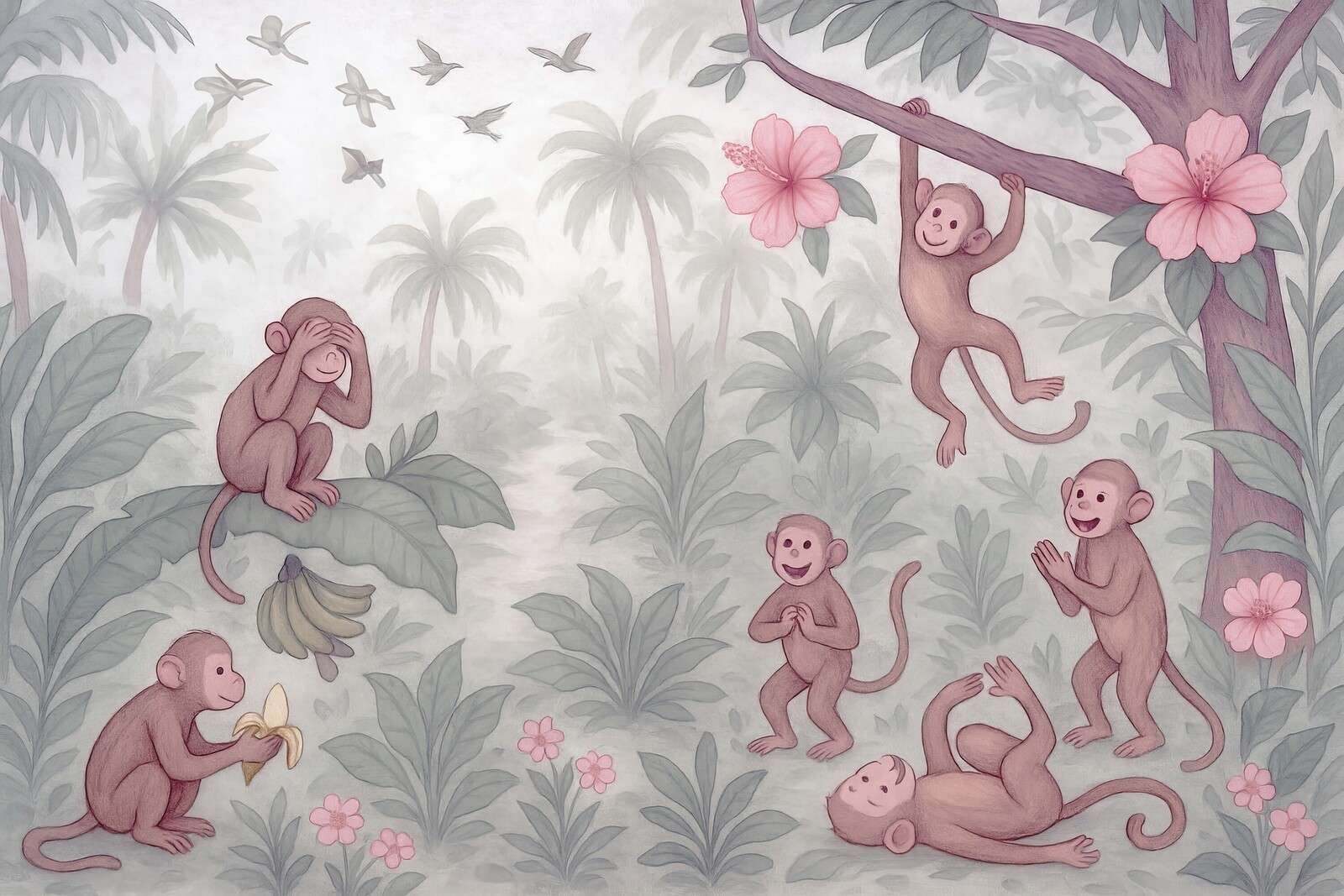 Singes espiègles dans la jungle.