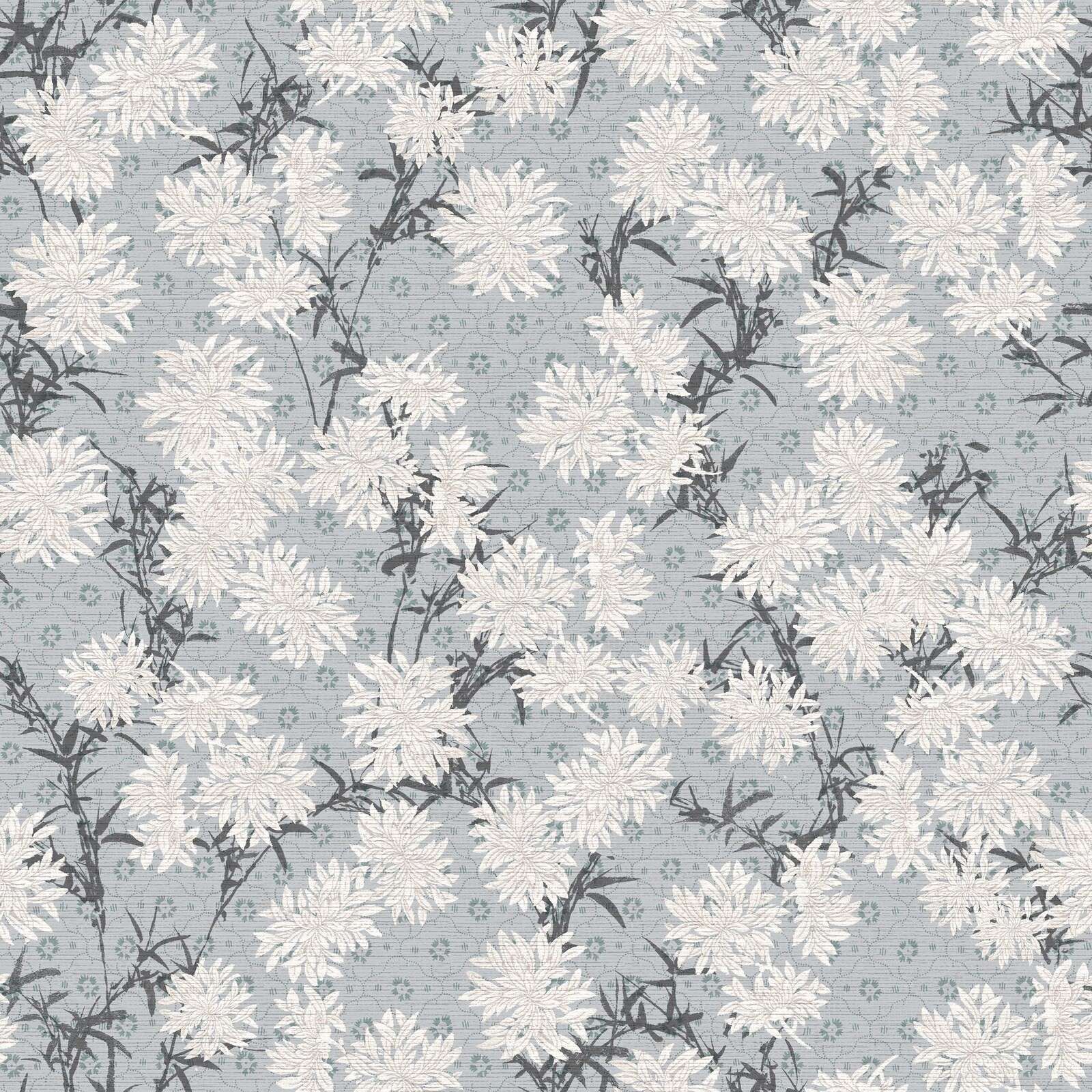 Chrysanthèmes blancs sur bleu brumeux