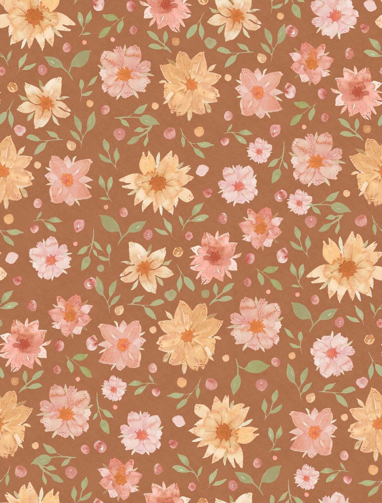 Fleurs aquarelles en terracotta chaude
