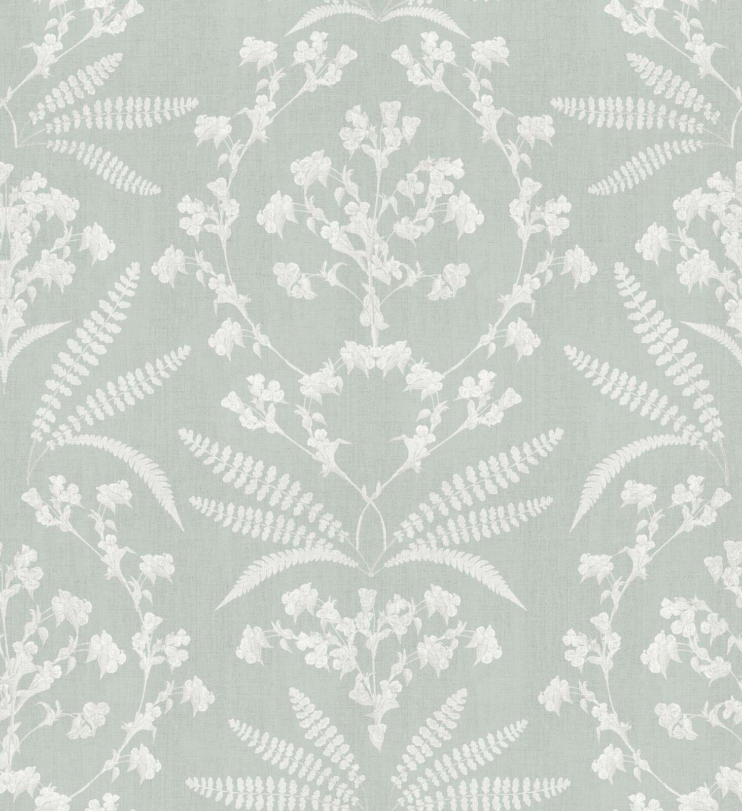 Branches de fleurs blanches en vert sauge