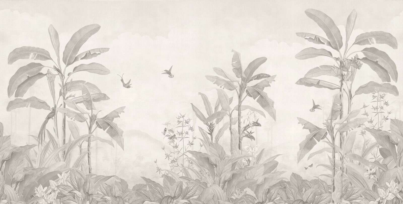 Jungle tropicale avec des colibris.