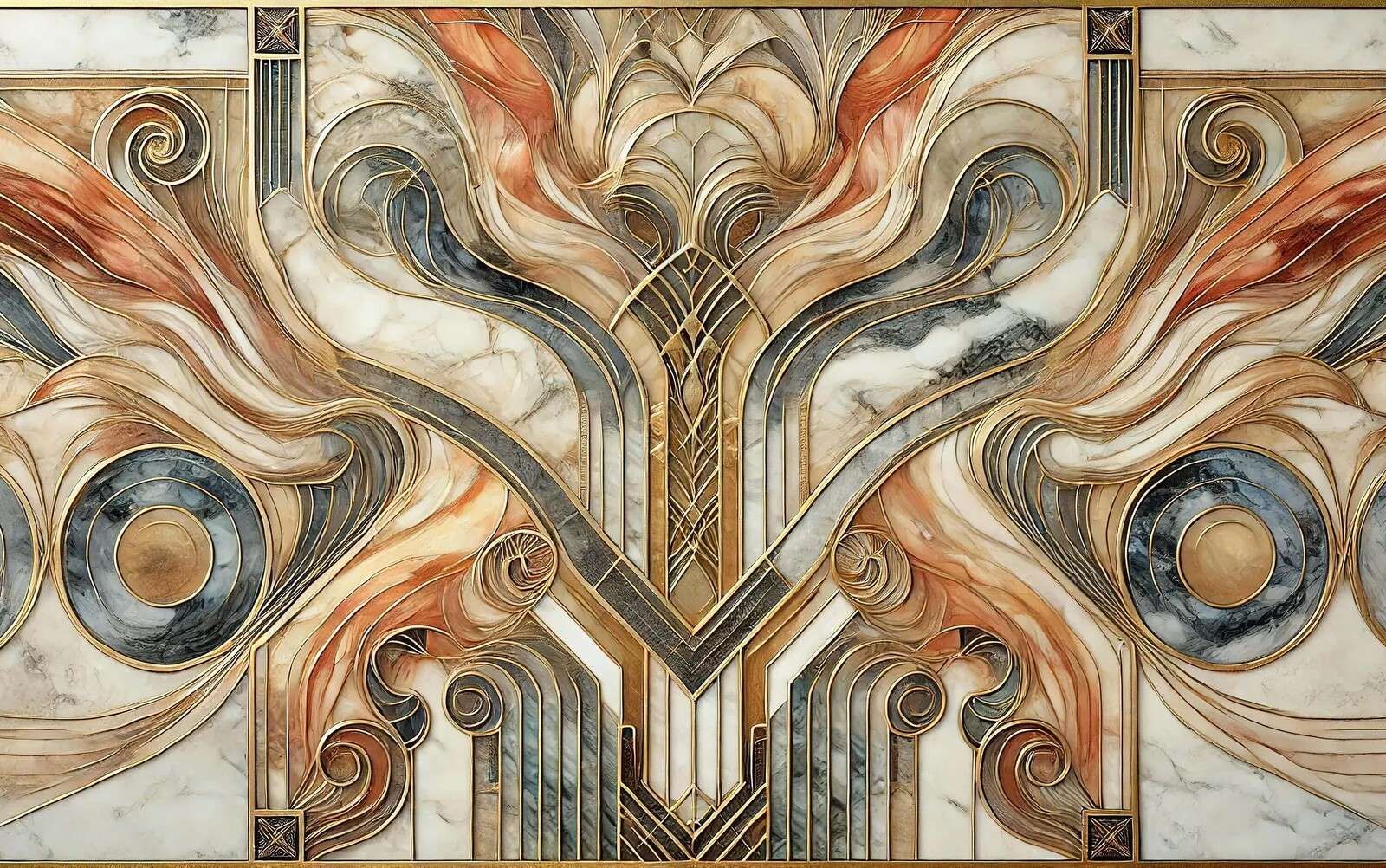 Lignes de marbre dans la symétrie art déco