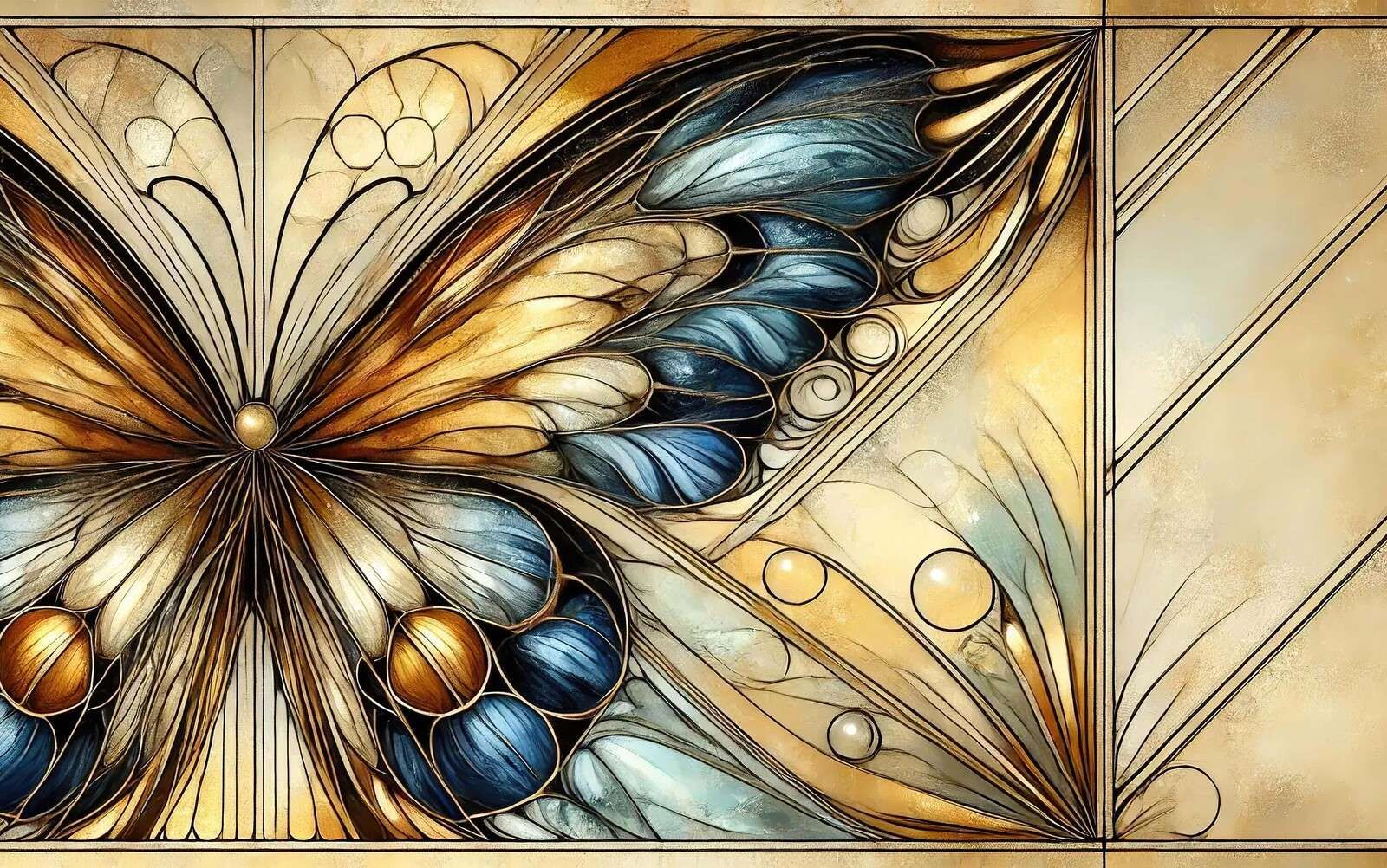 Papillon doré et bleu nuit