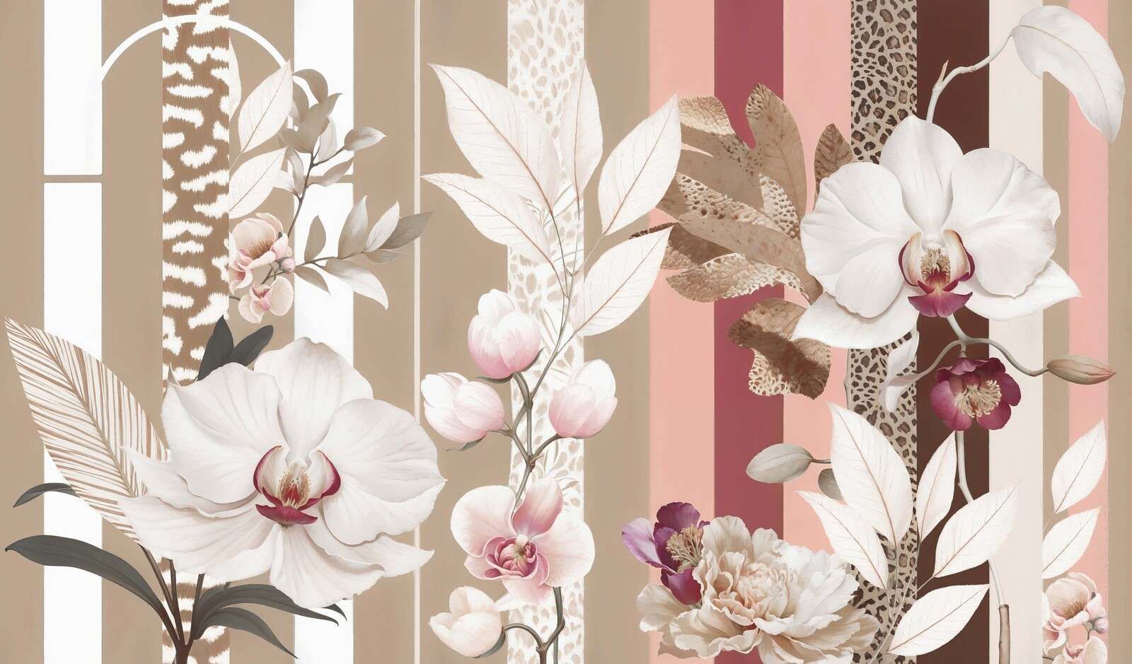 orchidées à rayures et imprimé animal