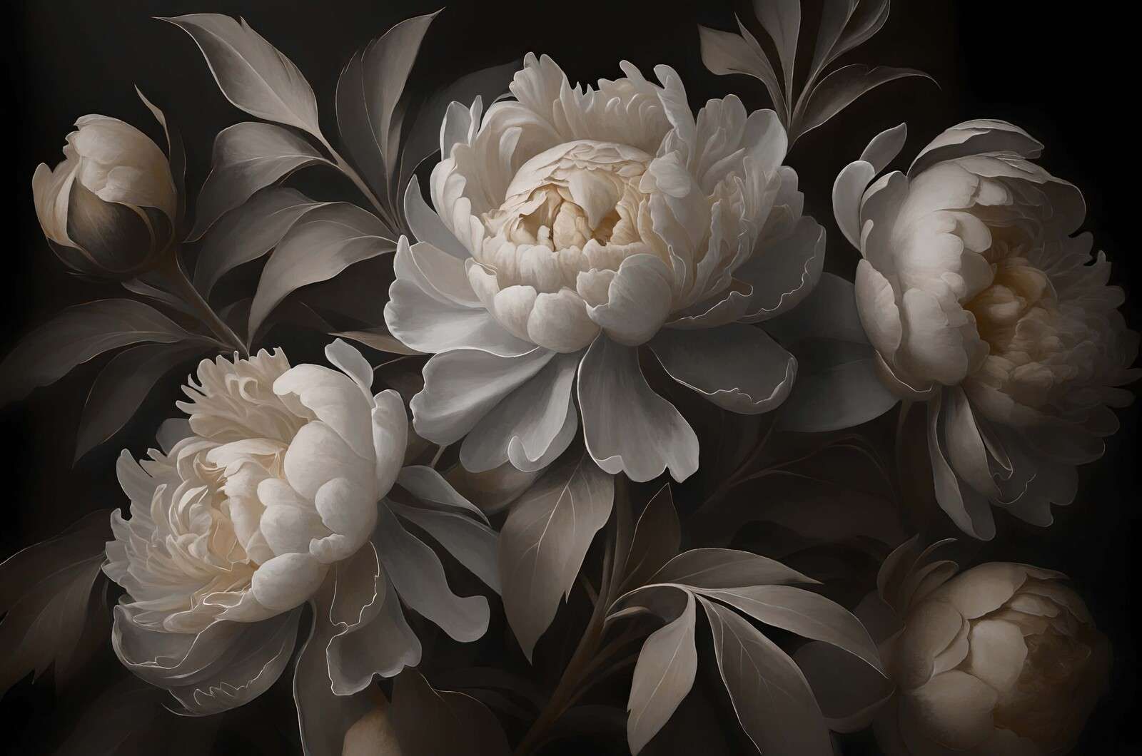 Pivoines sombres au clair de lune