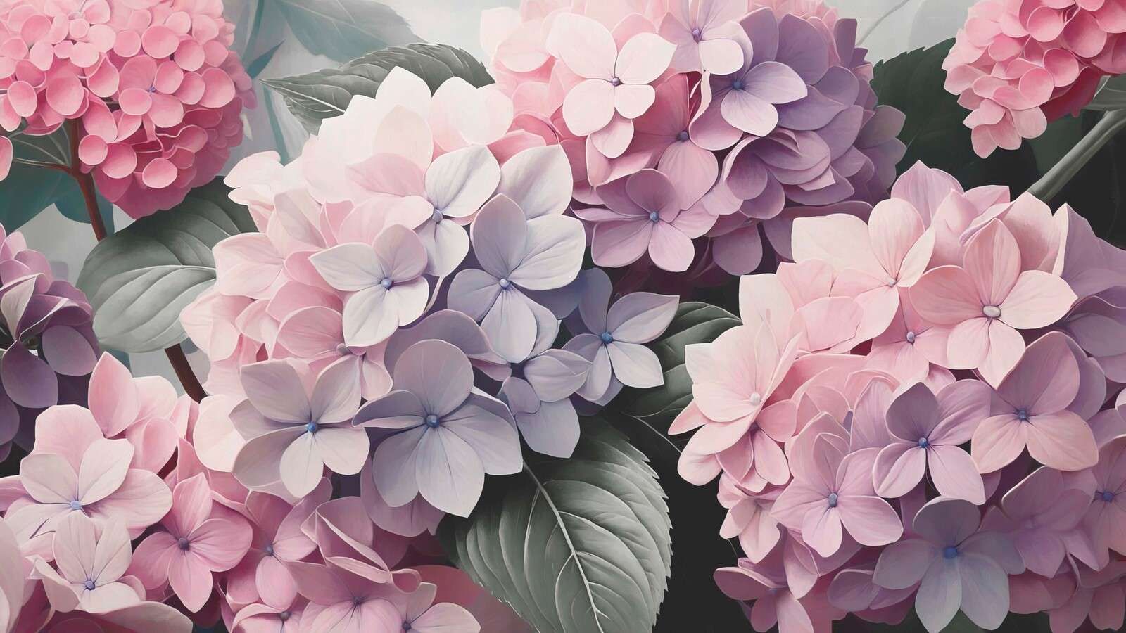 Hortensias doux dans des tons pastel