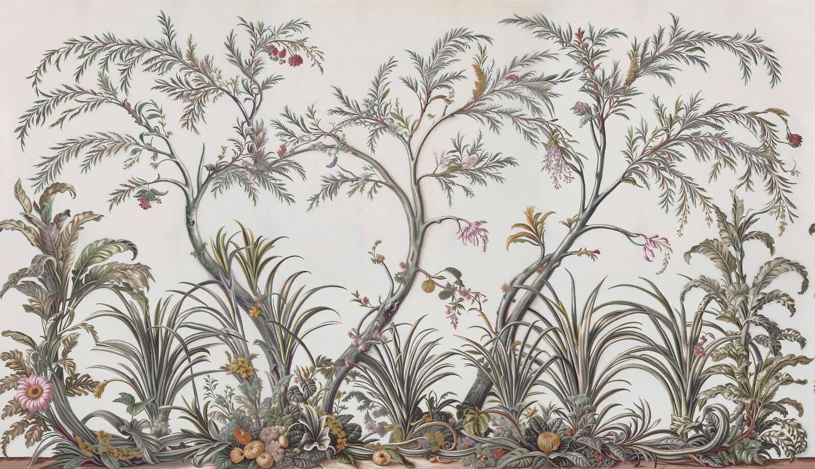 Arbres et graminées botaniques élégants