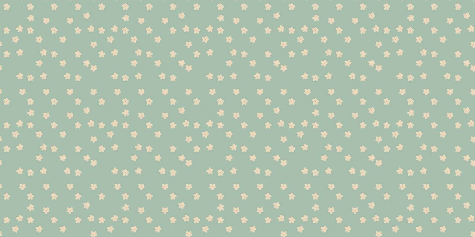 Petites fleurs crème sur vert sauge