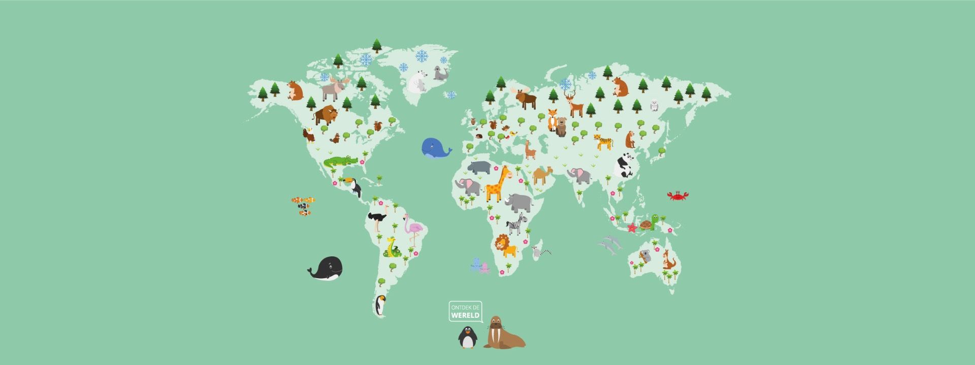 Carte du monde pour les enfants en vert