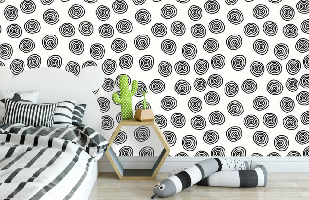 Fond d'écran abstrait - Cercles abstraits en noir et blanc - Chambre d'hobby 3