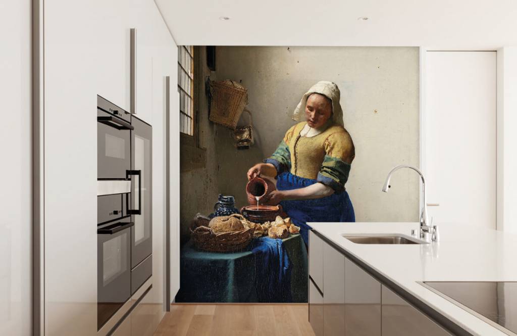 La laitière de Johannes Vermeer en papier peint photo dans la cuisine.